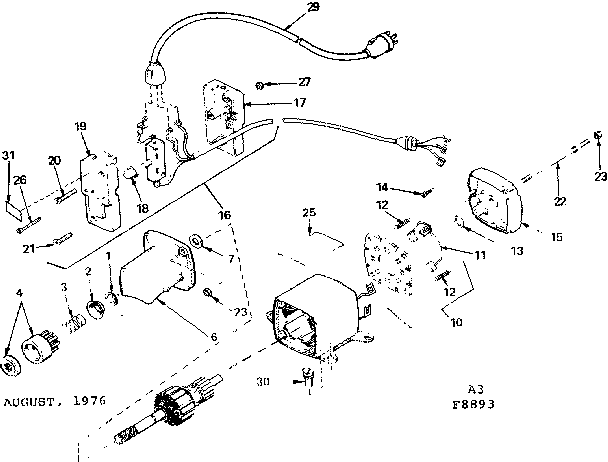 Replacement Parts Diagram and Parts List for 1438893  Craftsman Lawn Mower
