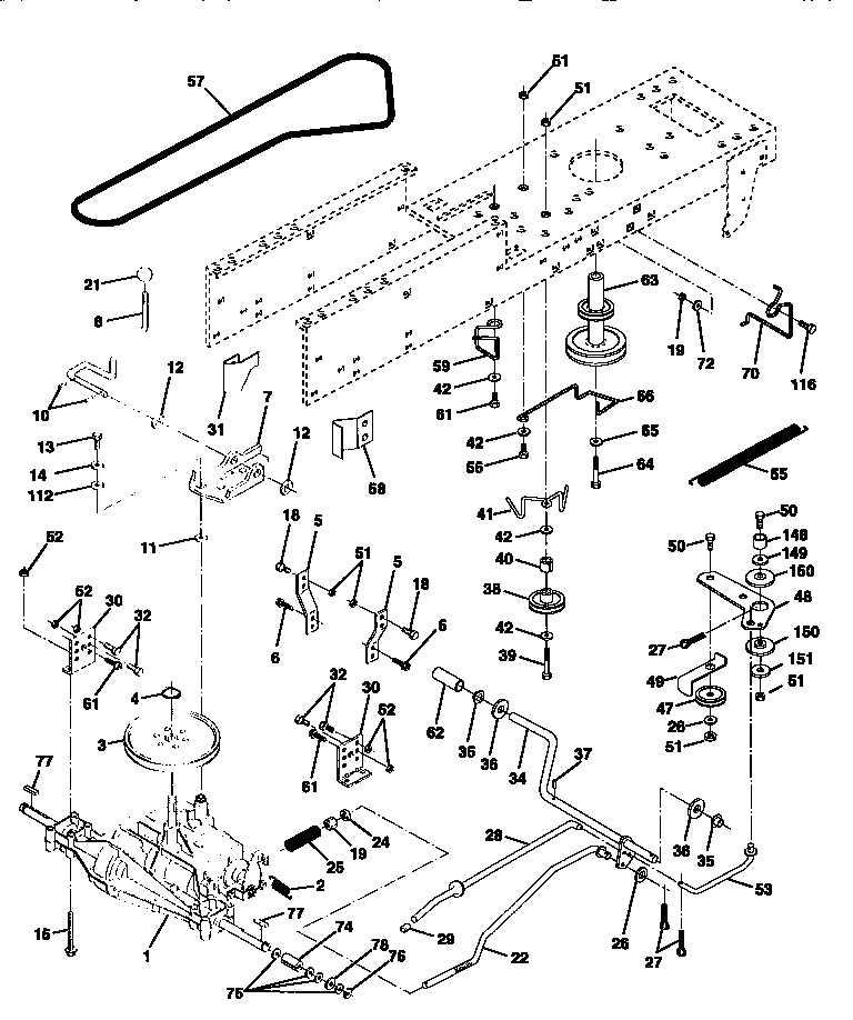 Drive Diagram and Parts List for 917258516  Craftsman Lawn Tractor