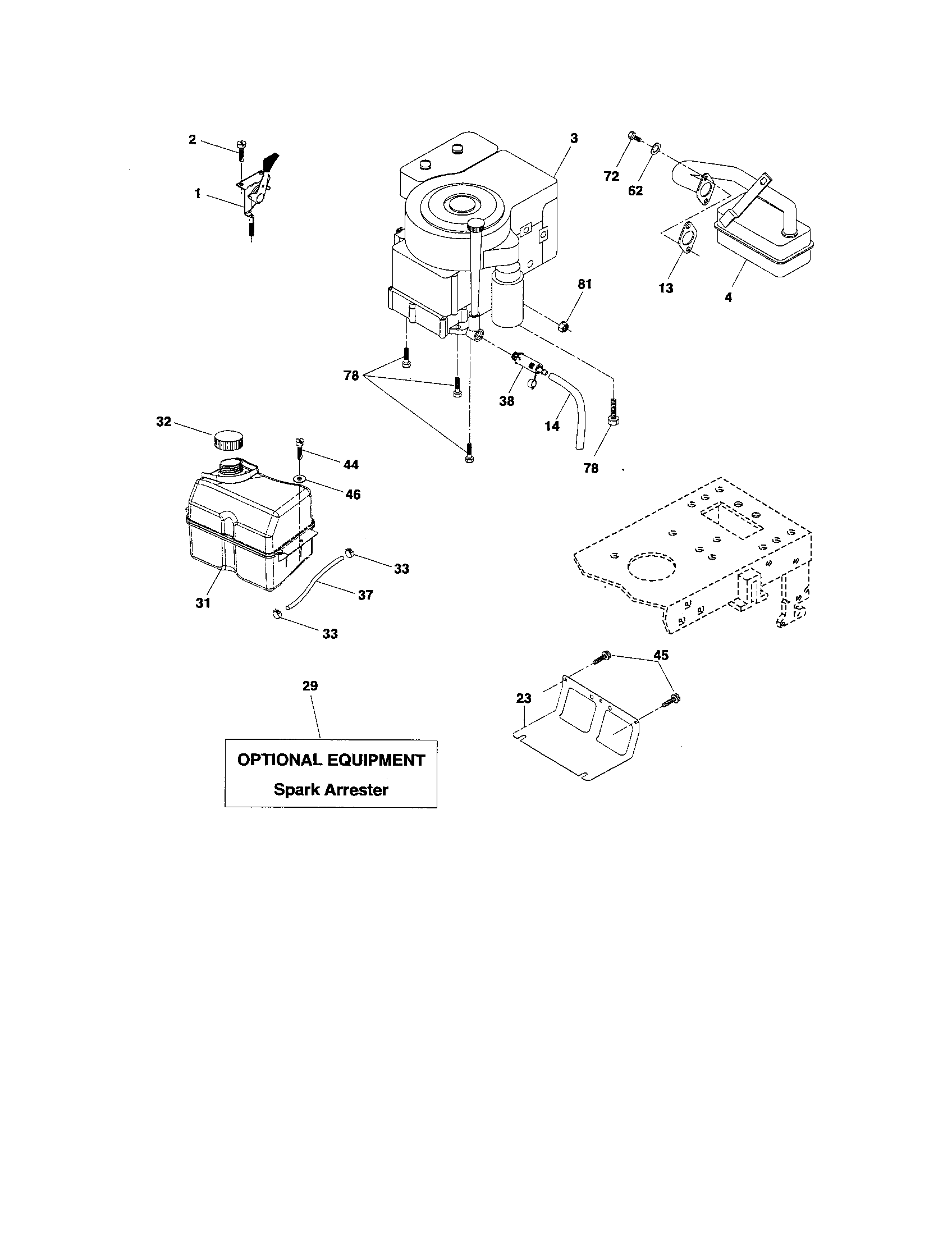 Engine Diagram and Parts List for 917275750  Craftsman Lawn Tractor