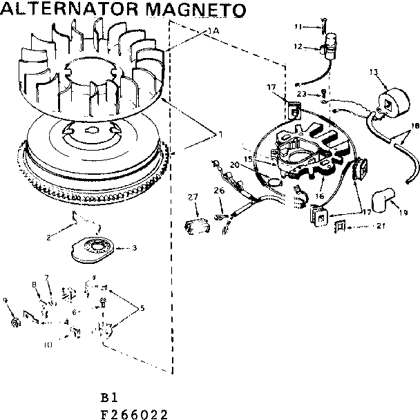Alternator Magneto Diagram and Parts List for 143266022  Craftsman Engine