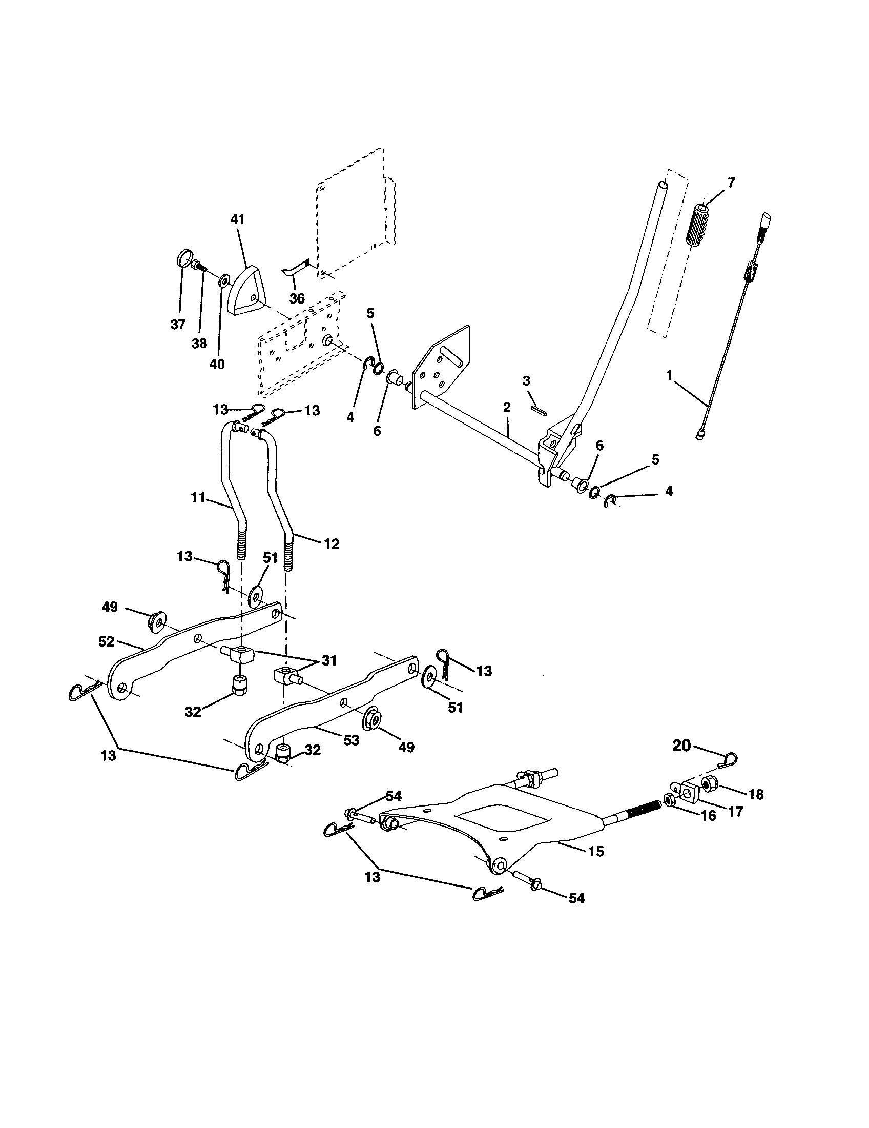Lift Assembly Diagram and Parts List for 917277370  Craftsman Lawn Tractor