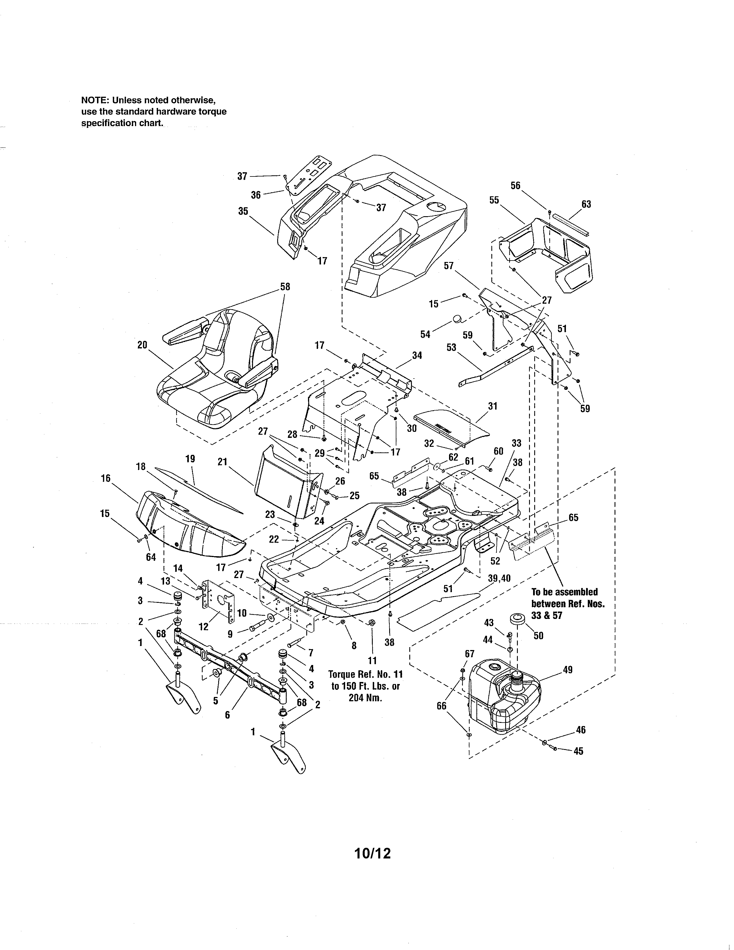 Frame/body/seat Diagram and Parts List for 107289930  Craftsman Engine
