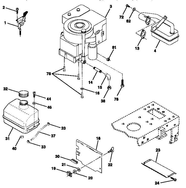 Engine Diagram and Parts List for 917257645  Craftsman Engine