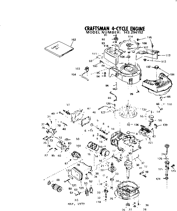 Replacement Parts Diagram and Parts List for 143294152  Craftsman Engine