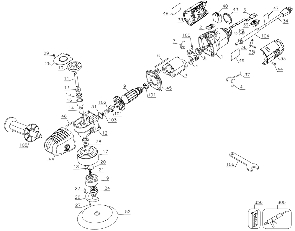 Diagram Diagram and Parts List for CMEE145 Type 1 Craftsman Sander Grinder