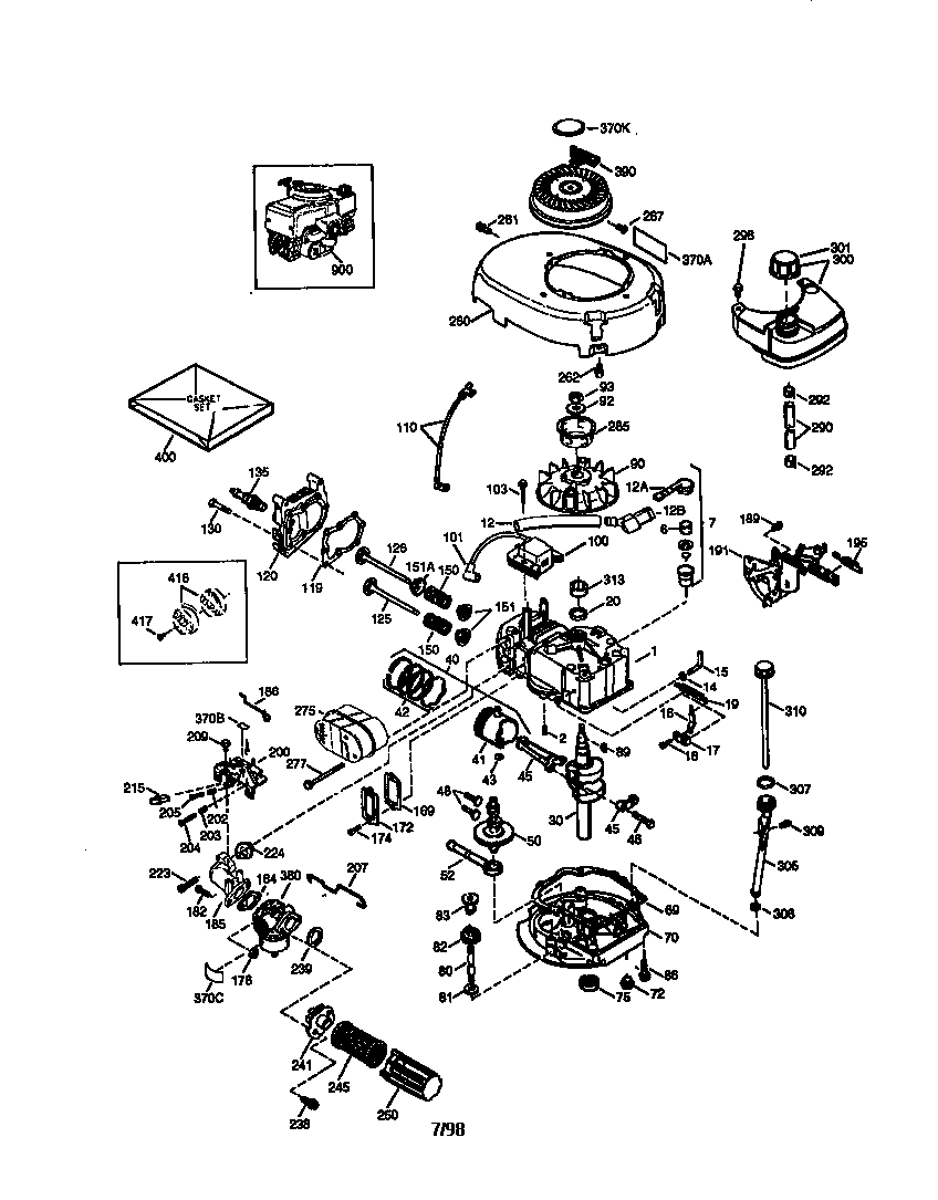 Engine 143.984006 Diagram and Parts List for 143984006  Craftsman Engine