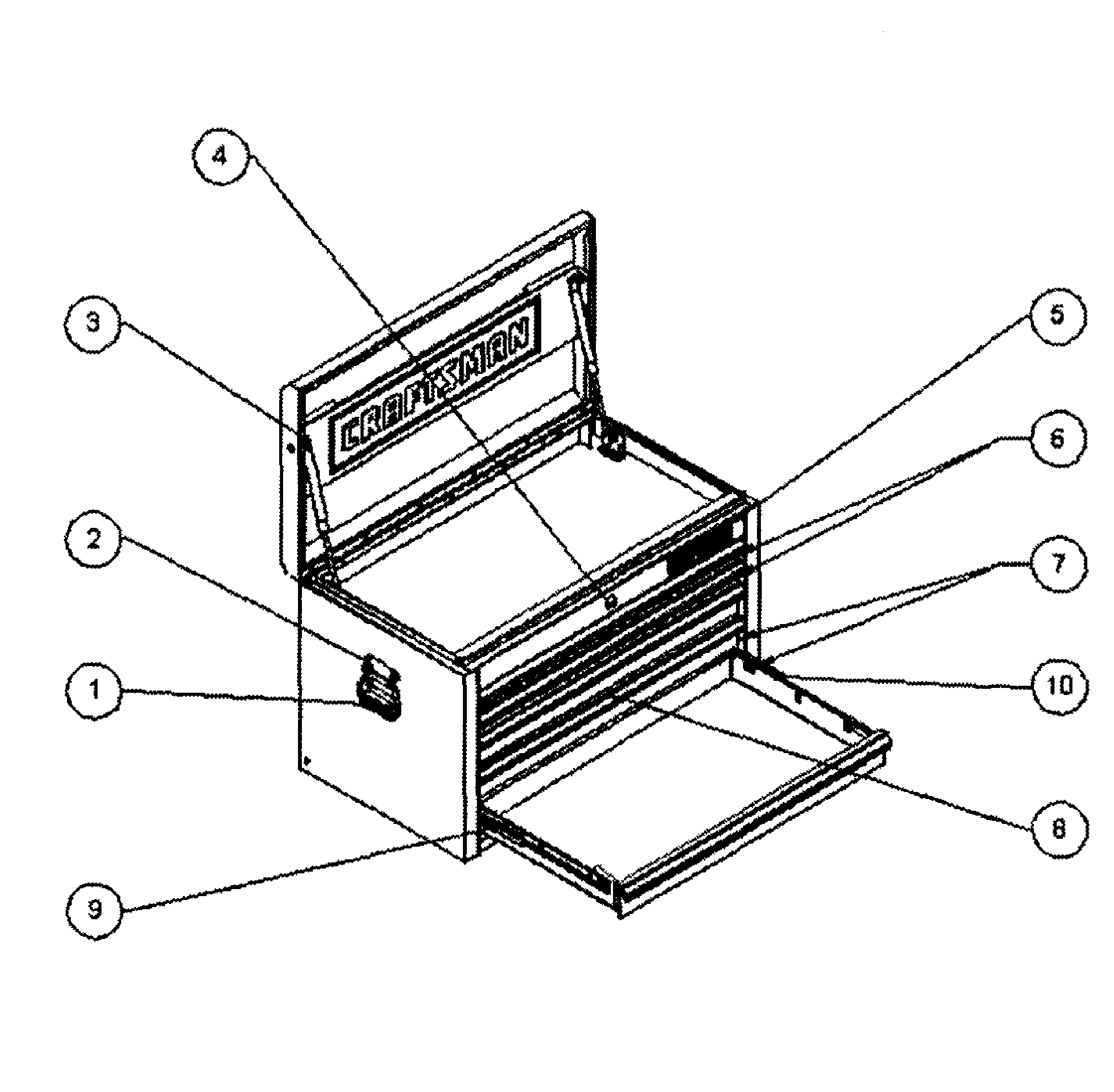 Main Assy Diagram and Parts List for 706586250  Craftsman Tool Stand & Cart