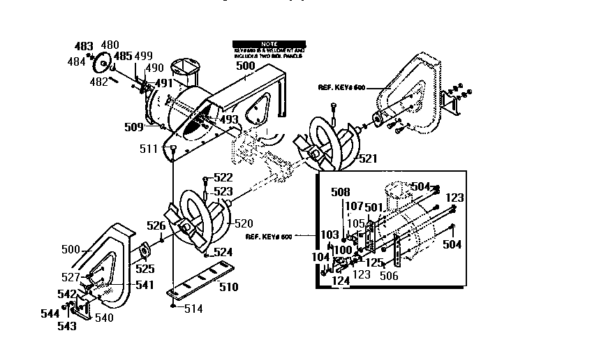 Auger Housing Assembly Diagram and Parts List for 536886623  Craftsman Snow Blower