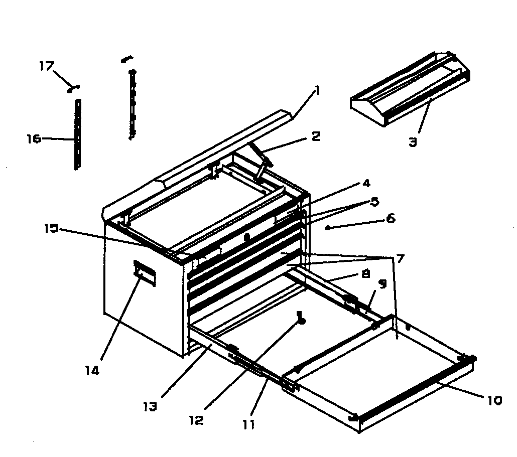 Tool Box Diagram and Parts List for 706598912  Craftsman Tool Stand & Cart