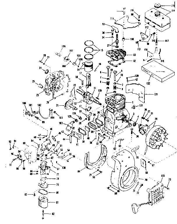 Basic Engine Diagram and Parts List for 14355201  Craftsman Engine