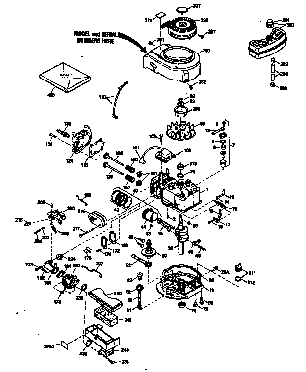 Replacement Parts Diagram and Parts List for 143943506  Craftsman Engine