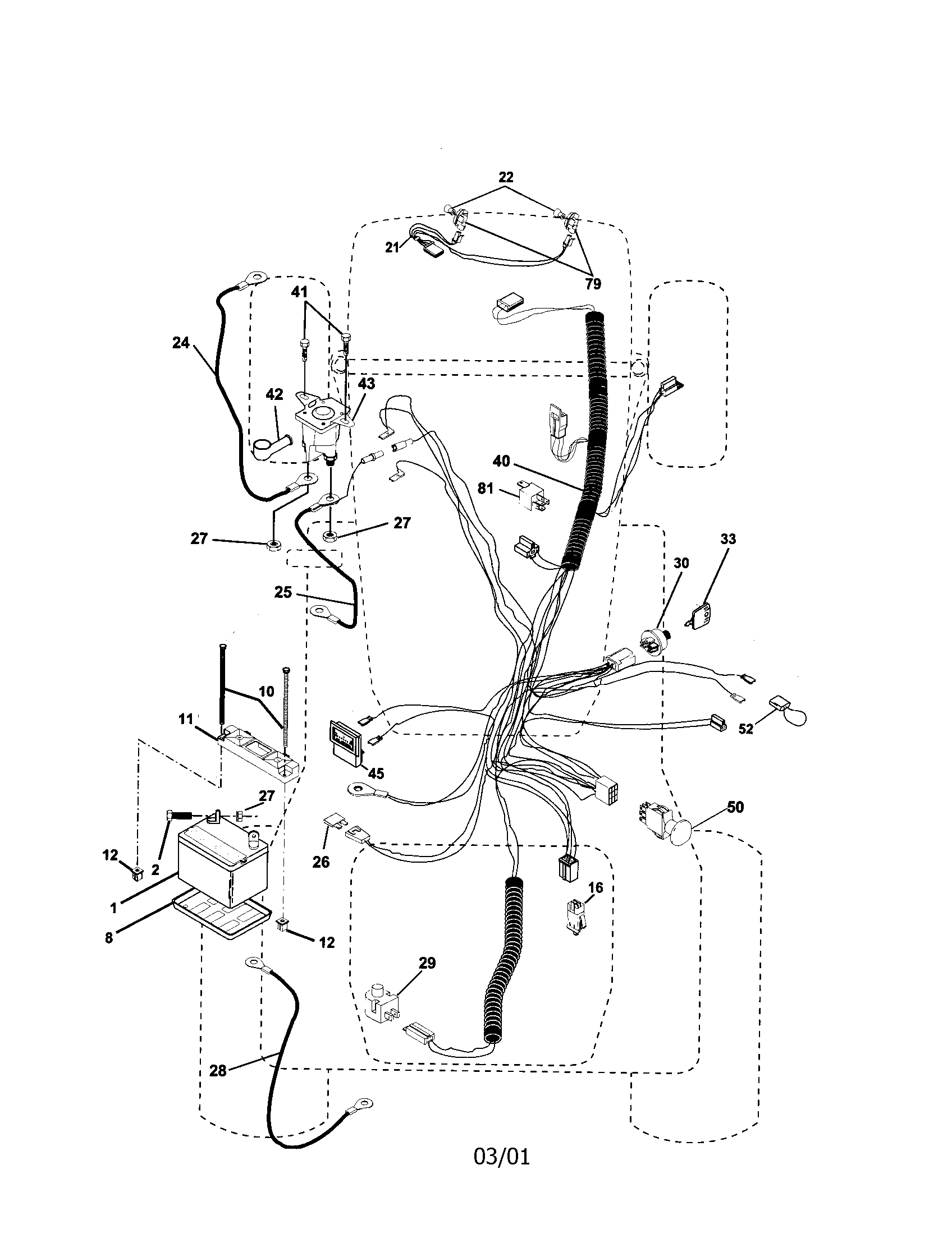 Electrical Diagram and Parts List for 917279982  Craftsman Lawn Tractor