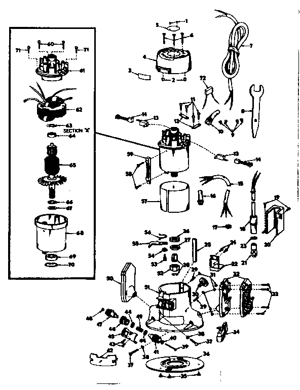 Unit Parts Diagram and Parts List for 748-2  Craftsman Router