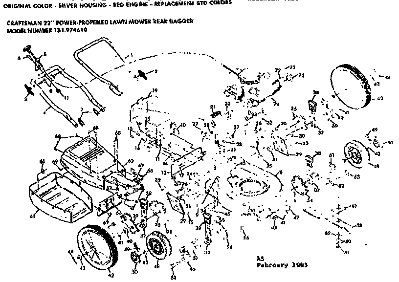 Mower Deck Diagram and Parts List for 131974610  Craftsman Lawn Mower