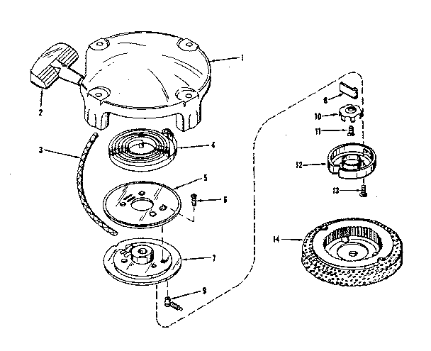 Rewind Starter No. 28319 Diagram and Parts List for 143536032  Craftsman Engine
