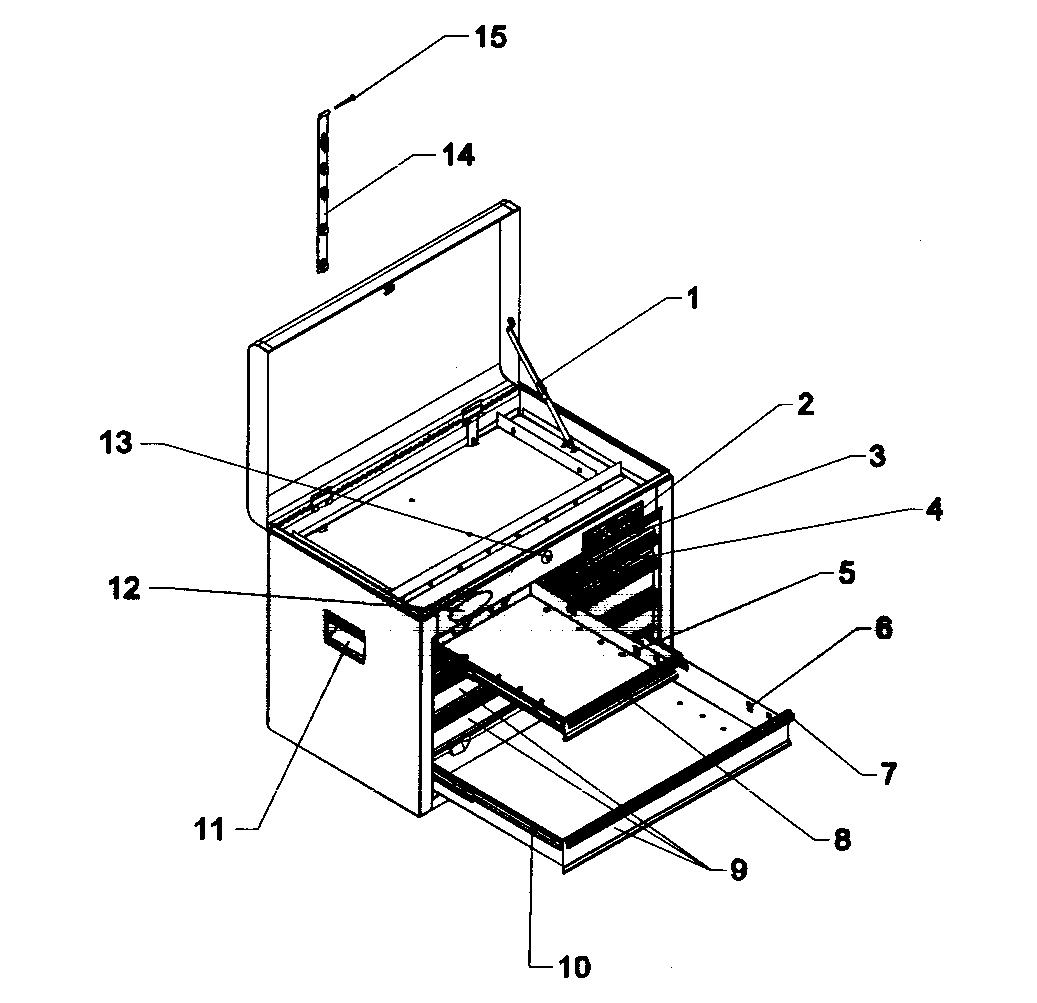 Tool Box Diagram and Parts List for 706825730  Craftsman Tool Stand & Cart