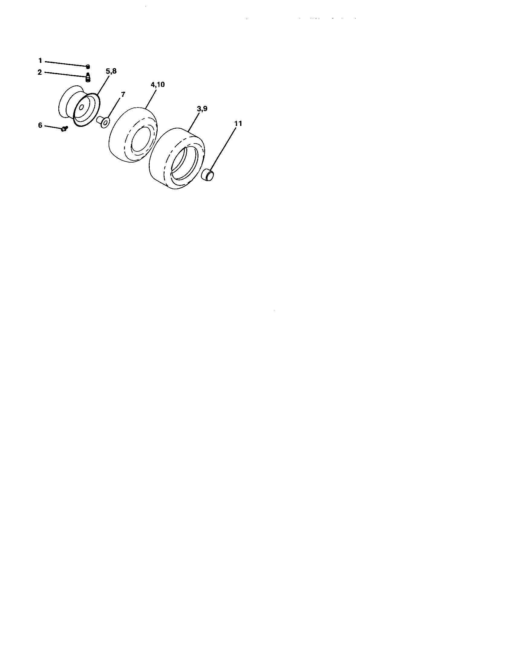 Wheels And Tires Diagram and Parts List for 917277411  Craftsman Lawn Tractor