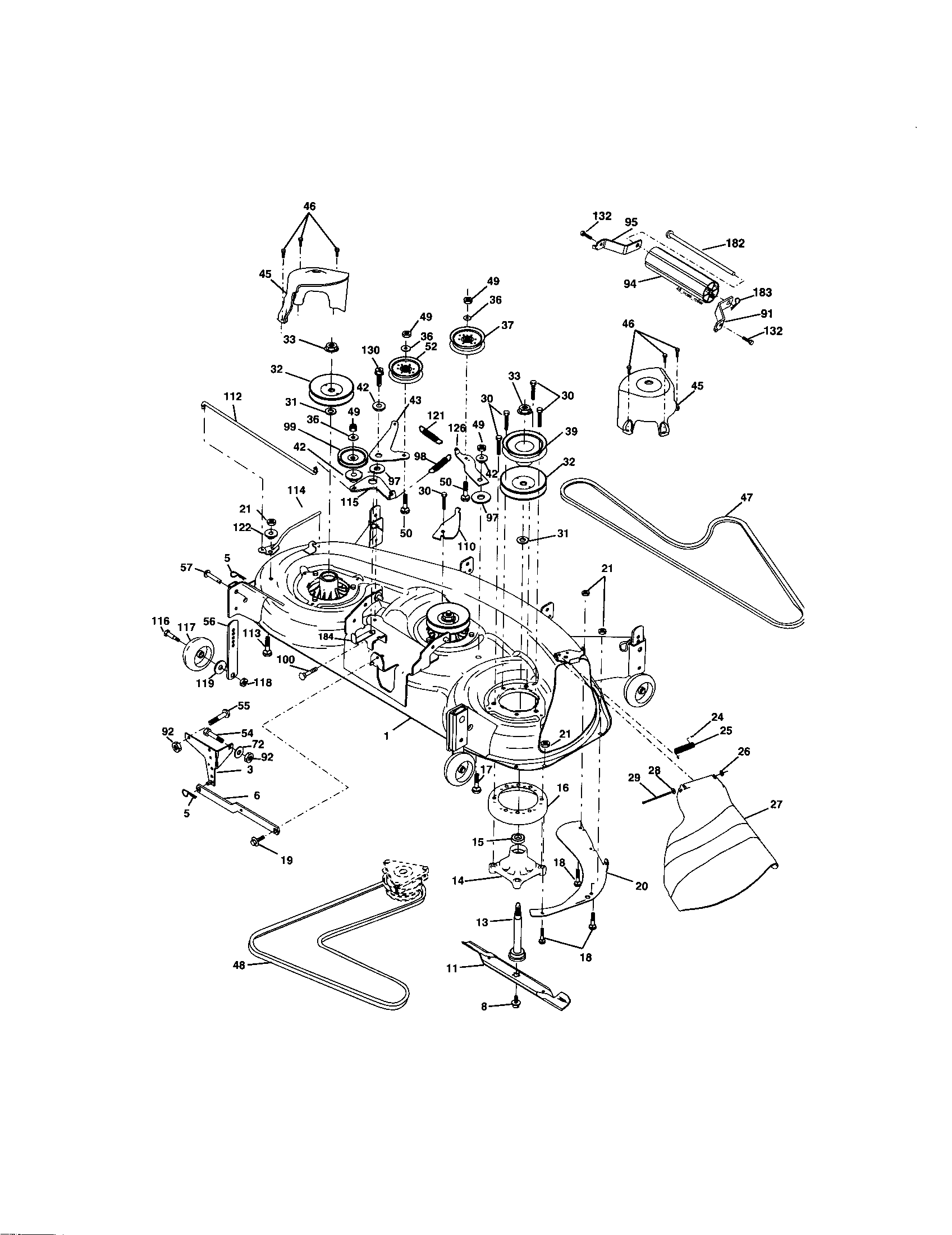 Mower Deck Diagram and Parts List for 917273611  Craftsman Lawn Tractor