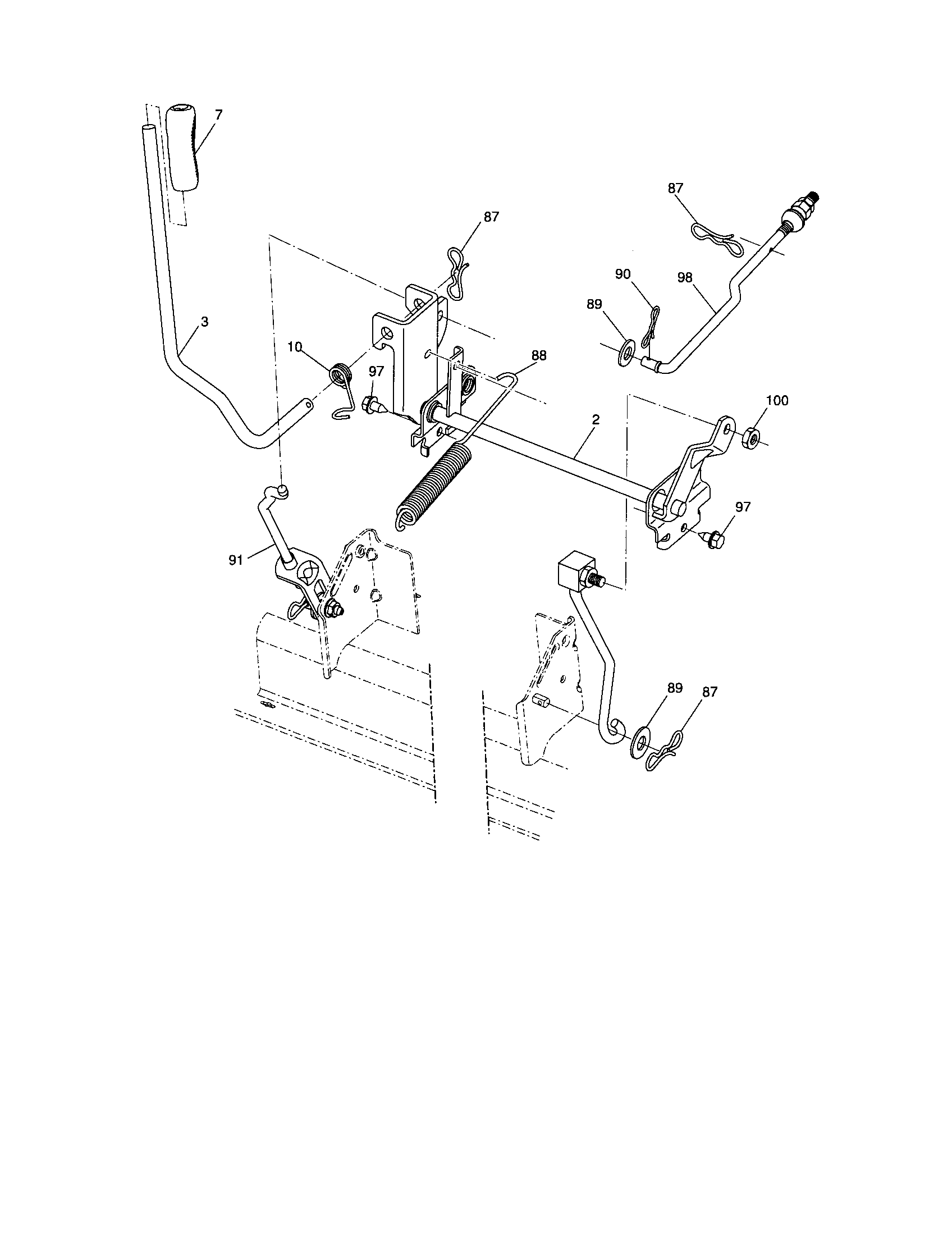 Lift Assembly Diagram and Parts List for 917287210  Craftsman Lawn Tractor
