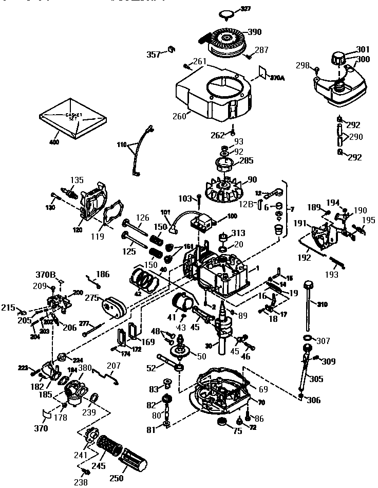 Replacement Parts Diagram and Parts List for 143953804  Craftsman Engine