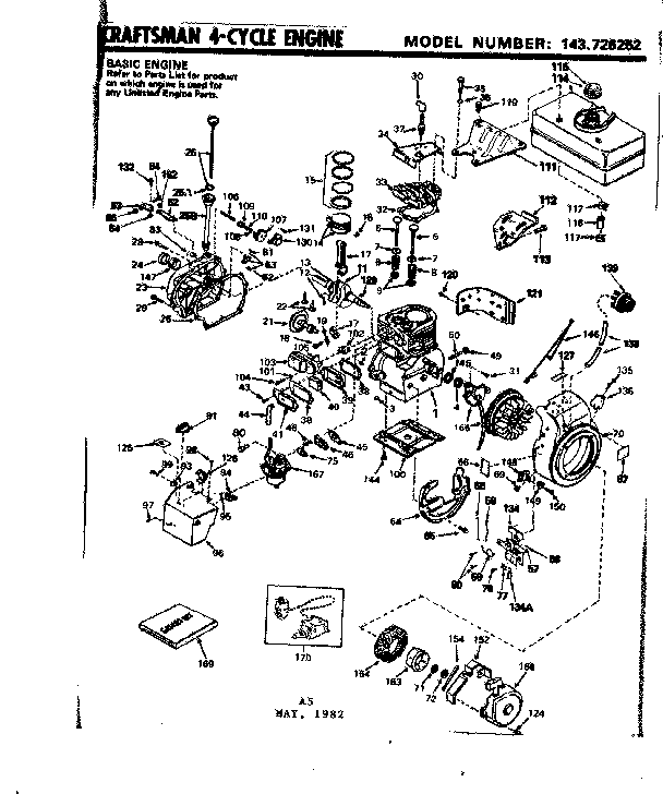 Replacement Parts Diagram and Parts List for 143726252  Craftsman Engine