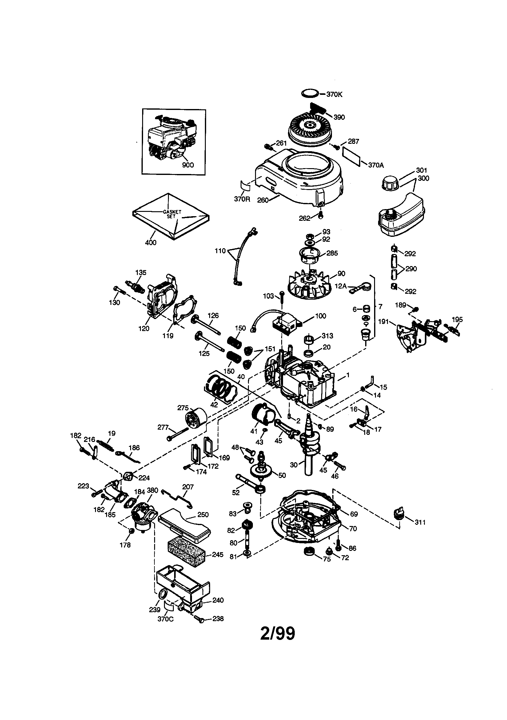 Craftsman 4-cycle Engine Diagram and Parts List for 143993802  Craftsman Engine