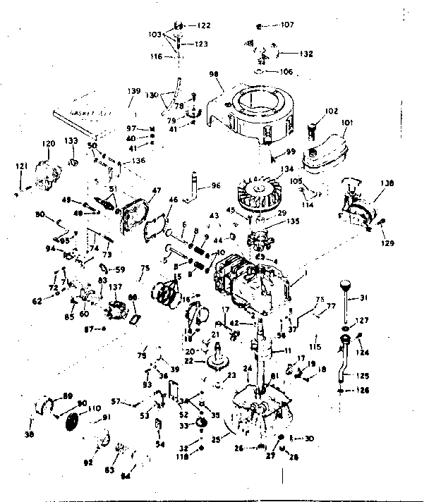 Basic Engine Diagram and Parts List for 143197062  Craftsman Engine
