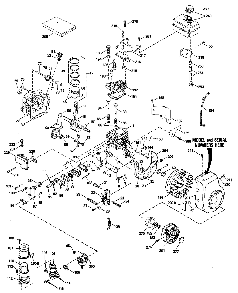 Replacement Parts Diagram and Parts List for 143784072  Craftsman Engine