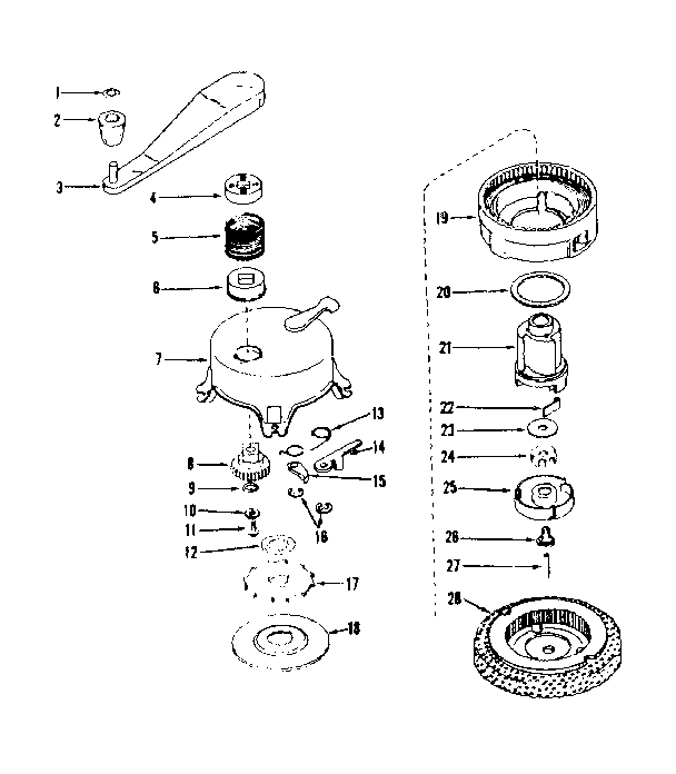 Ratchet Self Starter No. 29986 Diagram and Parts List for 143501121  Craftsman Engine