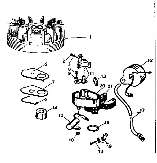Magneto #610545 Diagram and Parts List for 91760018  Craftsman Chainsaw