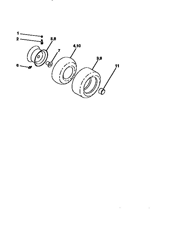 Wheels And Tires Diagram and Parts List for 917256661  Craftsman Lawn Tractor