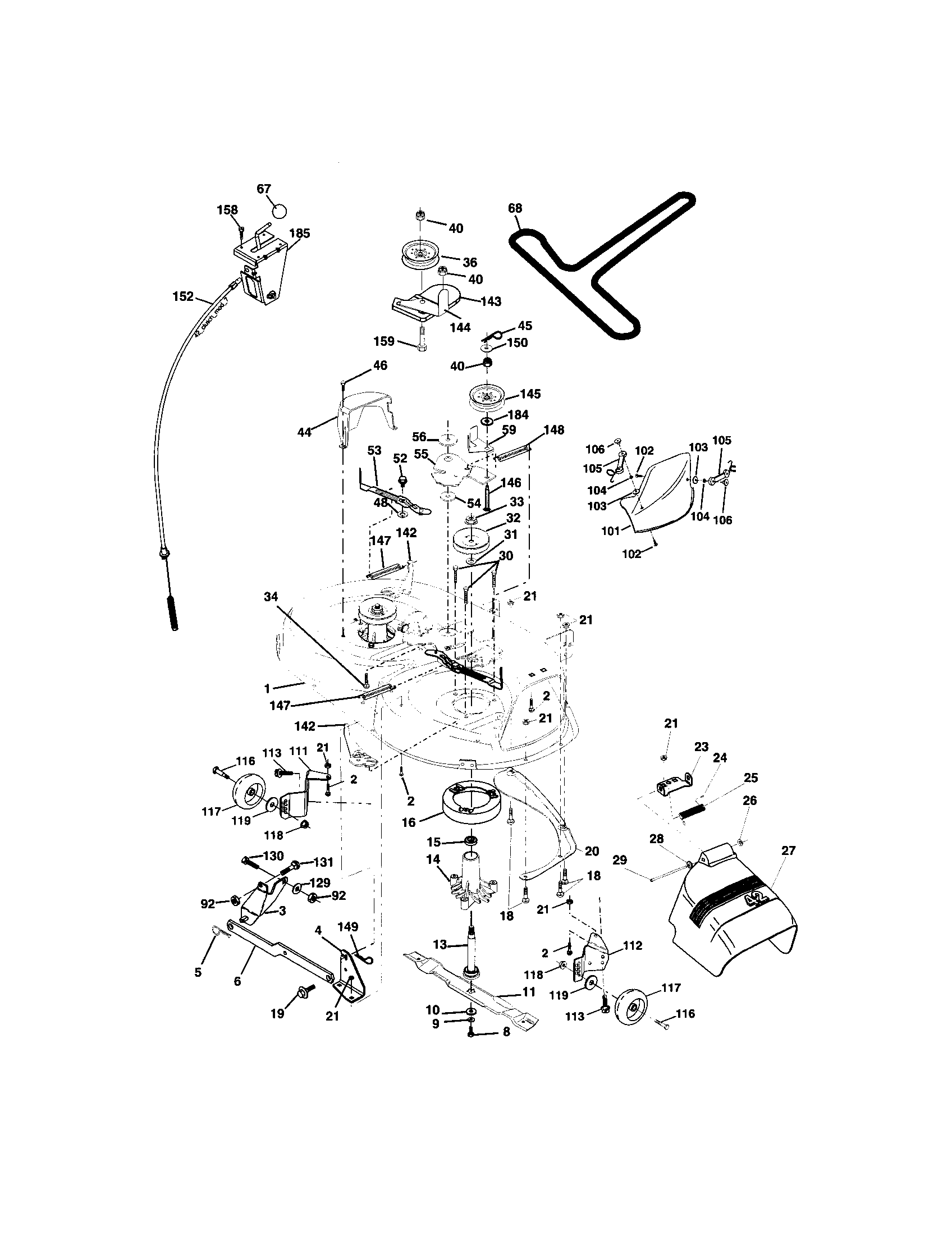 Mower Deck Diagram and Parts List for 917273521  Craftsman Lawn Tractor