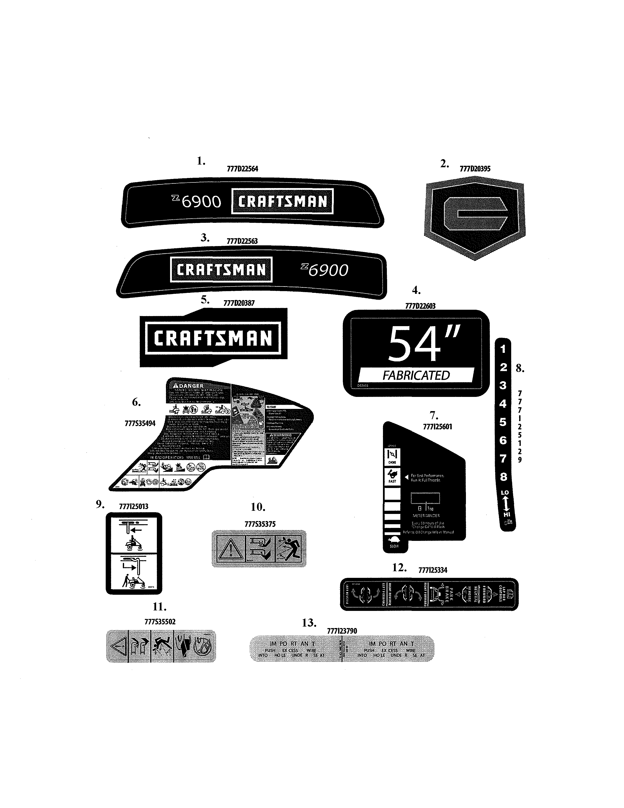 Decals Diagram and Parts List for 247277750  Craftsman Engine