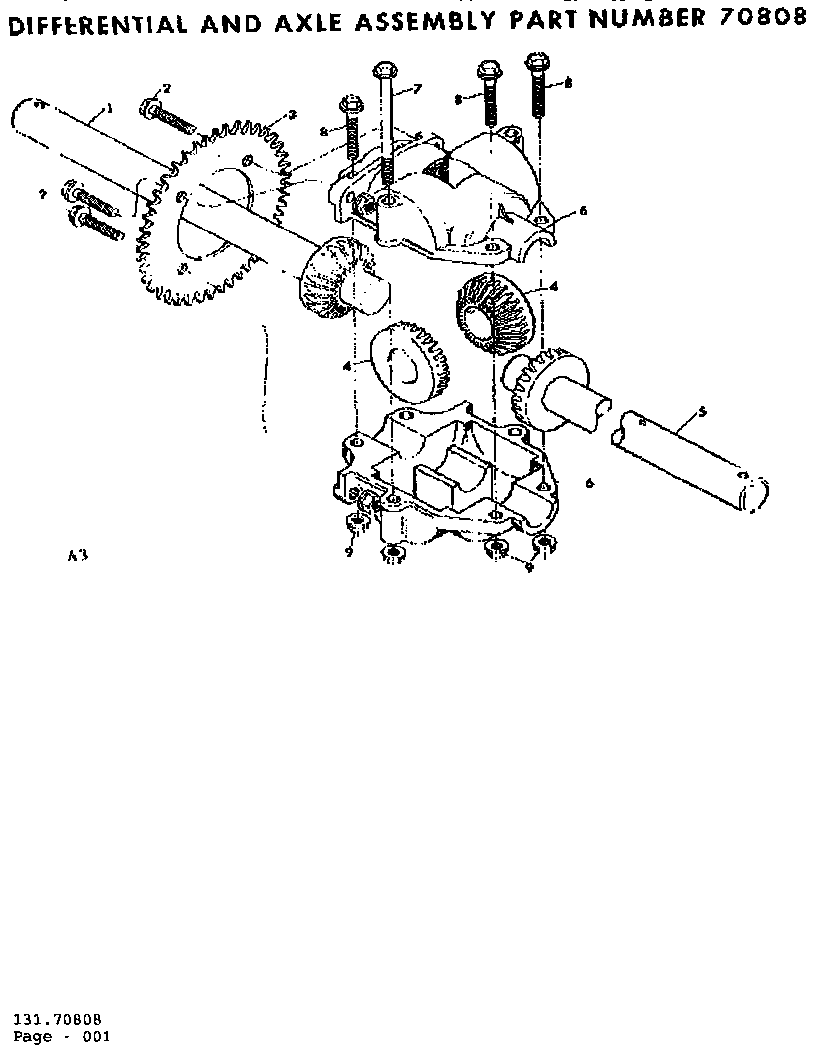 Differential And Axle Assembly Diagram and Parts List for 13170808  Craftsman Lawn Tractor