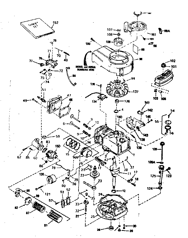 Engine Diagram and Parts List for 143374122  Craftsman Engine