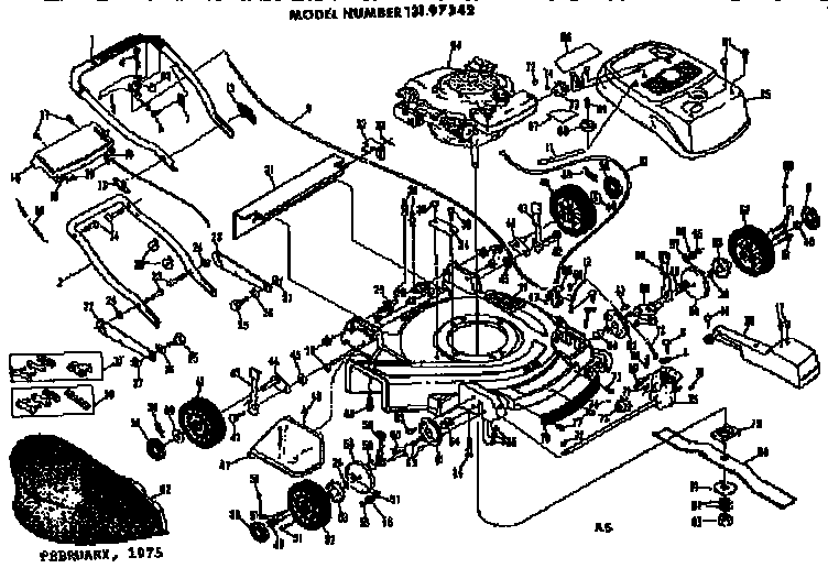 Replacement Parts Diagram and Parts List for 13197342  Craftsman Lawn Mower