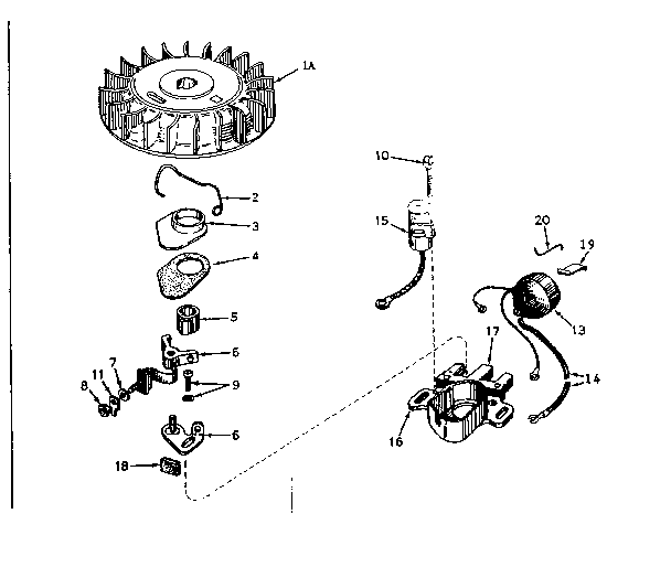 Magneto Diagram and Parts List for 143174182  Craftsman Engine