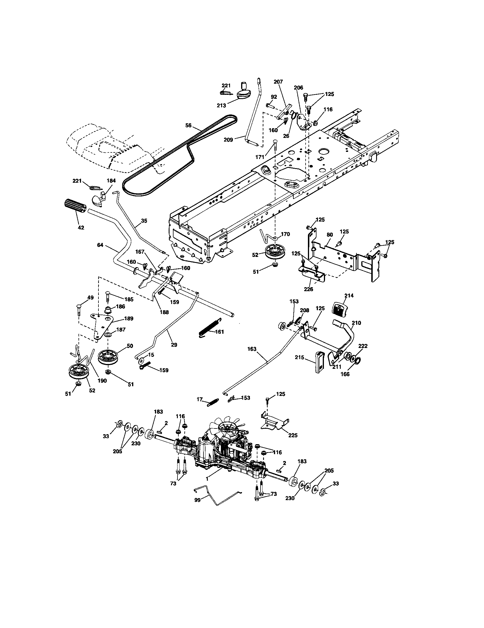 Ground Drive Diagram and Parts List for 917288360  Craftsman Lawn Tractor