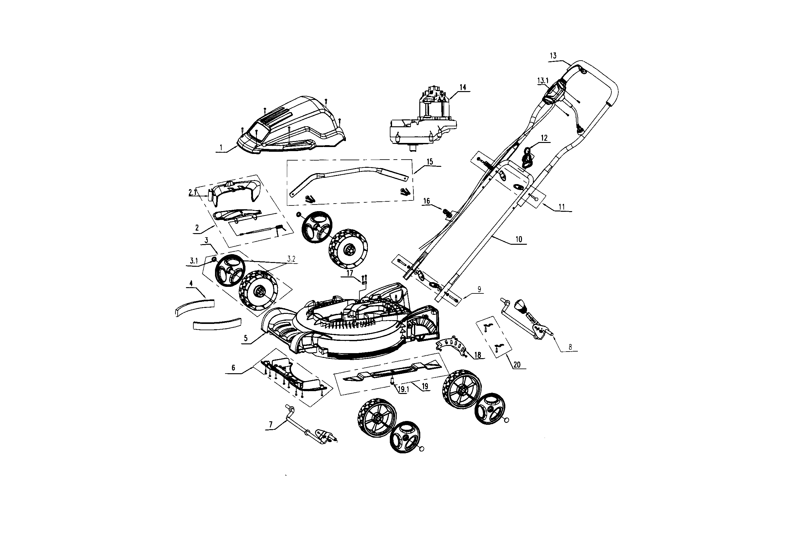 Main Assy Diagram and Parts List for 15137214  Craftsman Lawn Mower