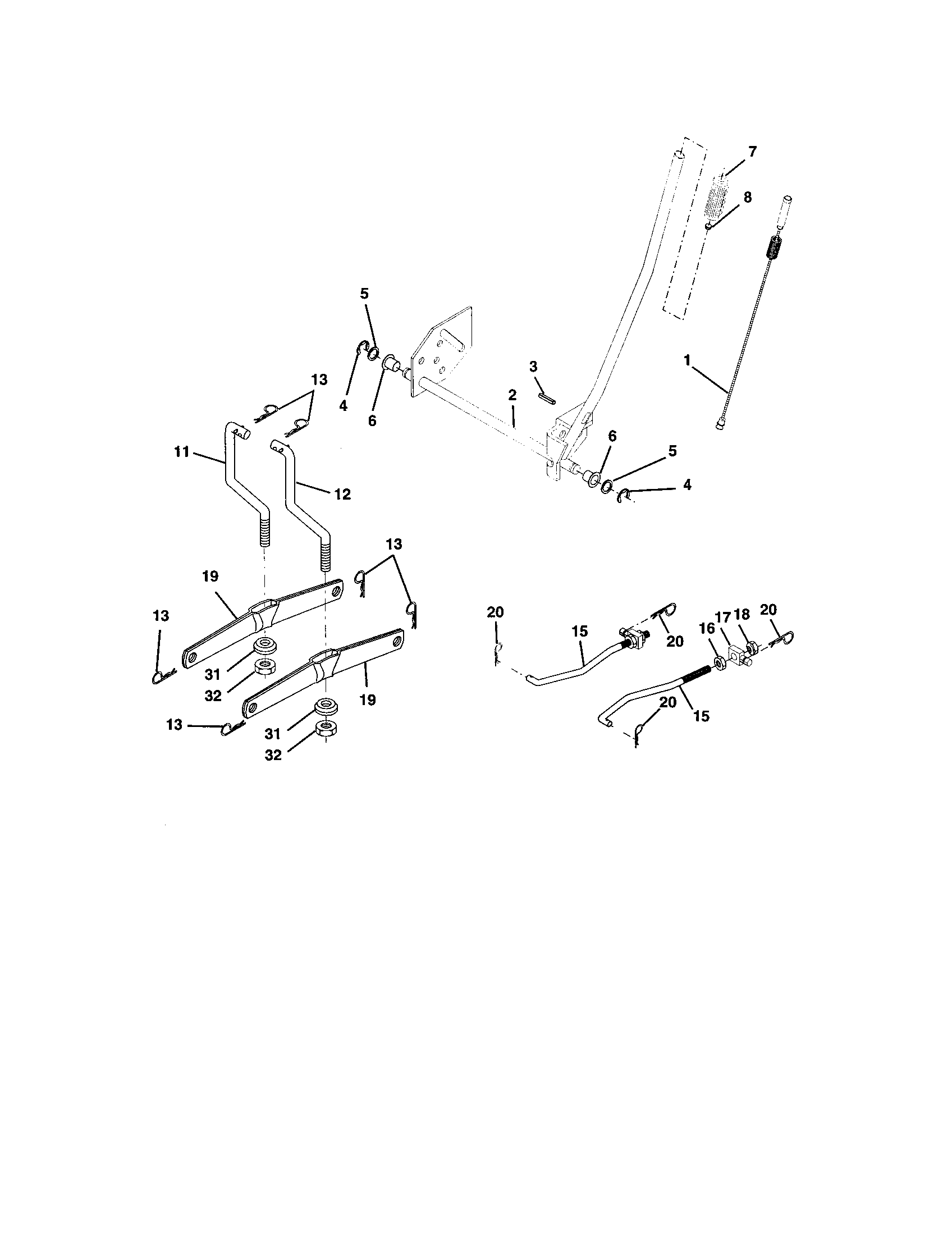 Lift Assembly Diagram and Parts List for 917277130  Craftsman Lawn Tractor