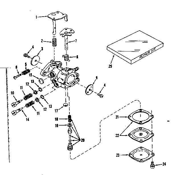 Carburetor No. 630989 Diagram and Parts List for 143531142  Craftsman Engine