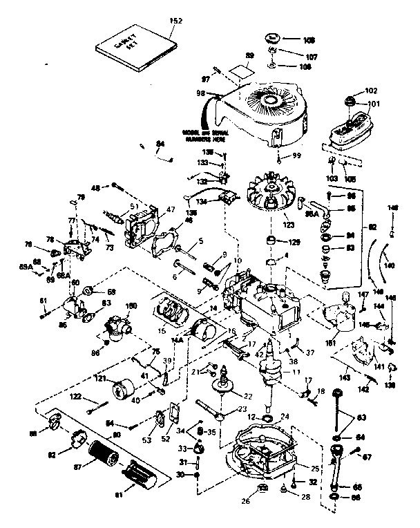Engine Diagram and Parts List for 143374062  Craftsman Engine