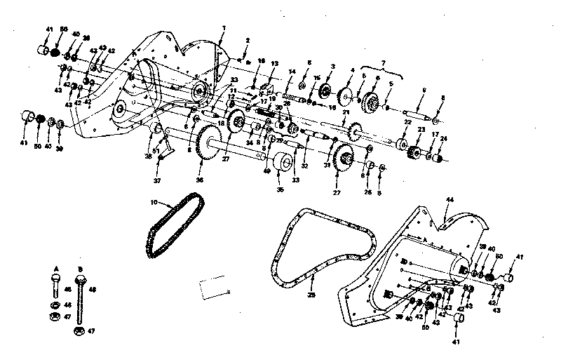 Transmission - Ground Drive Diagram and Parts List for 917299760  Craftsman Tiller