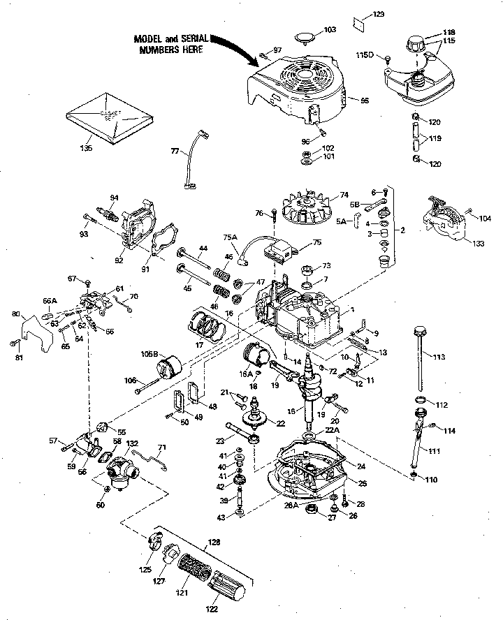 Replacement Parts Diagram and Parts List for 143394322  Craftsman Engine