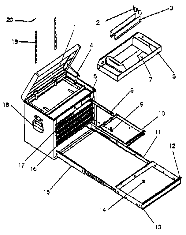 Unit Parts Diagram and Parts List for 706656980  Craftsman Tool Stand & Cart
