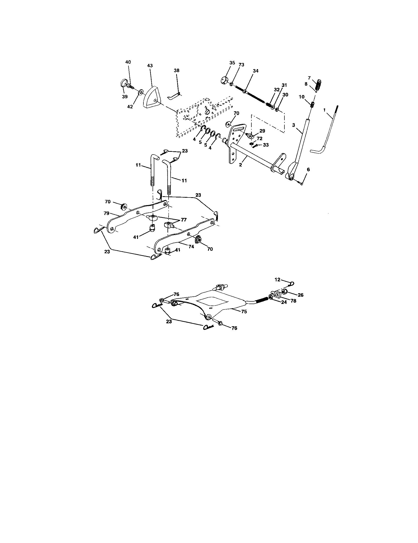Lift Assembly Diagram and Parts List for 917276072  Craftsman Lawn Tractor