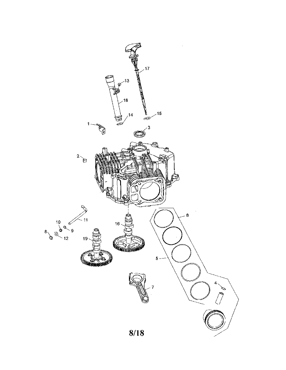 Crankcase Diagram and Parts List for 96042022000  Craftsman Lawn Tractor