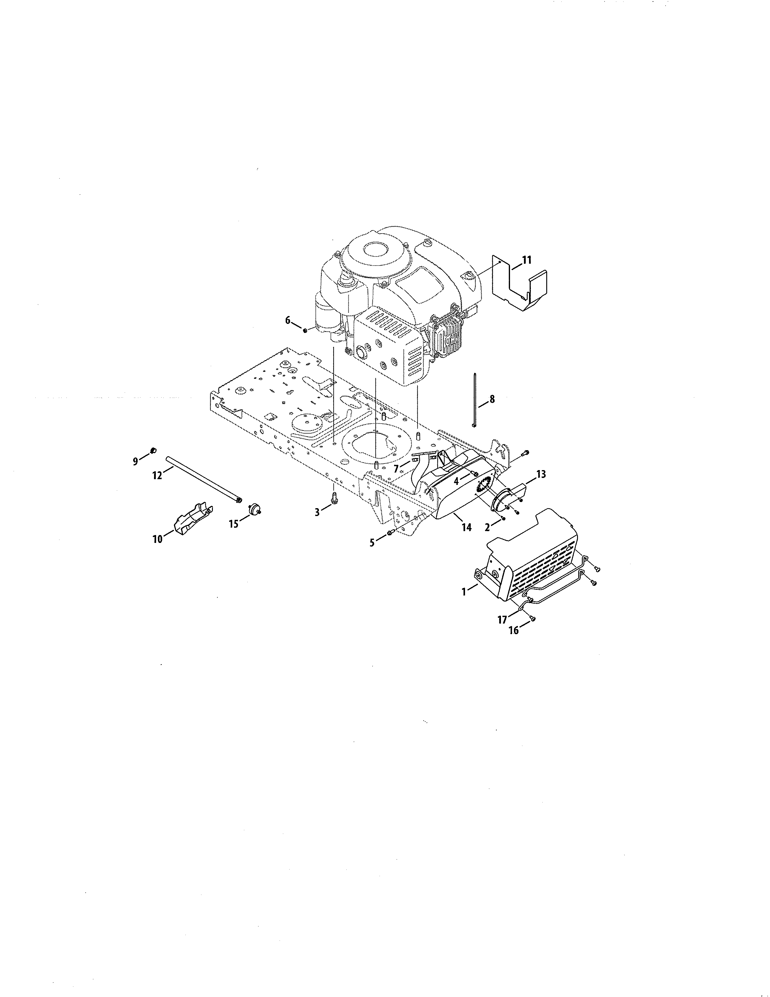 Engine/muffler Diagram and Parts List for 247203713  Craftsman Lawn Tractor
