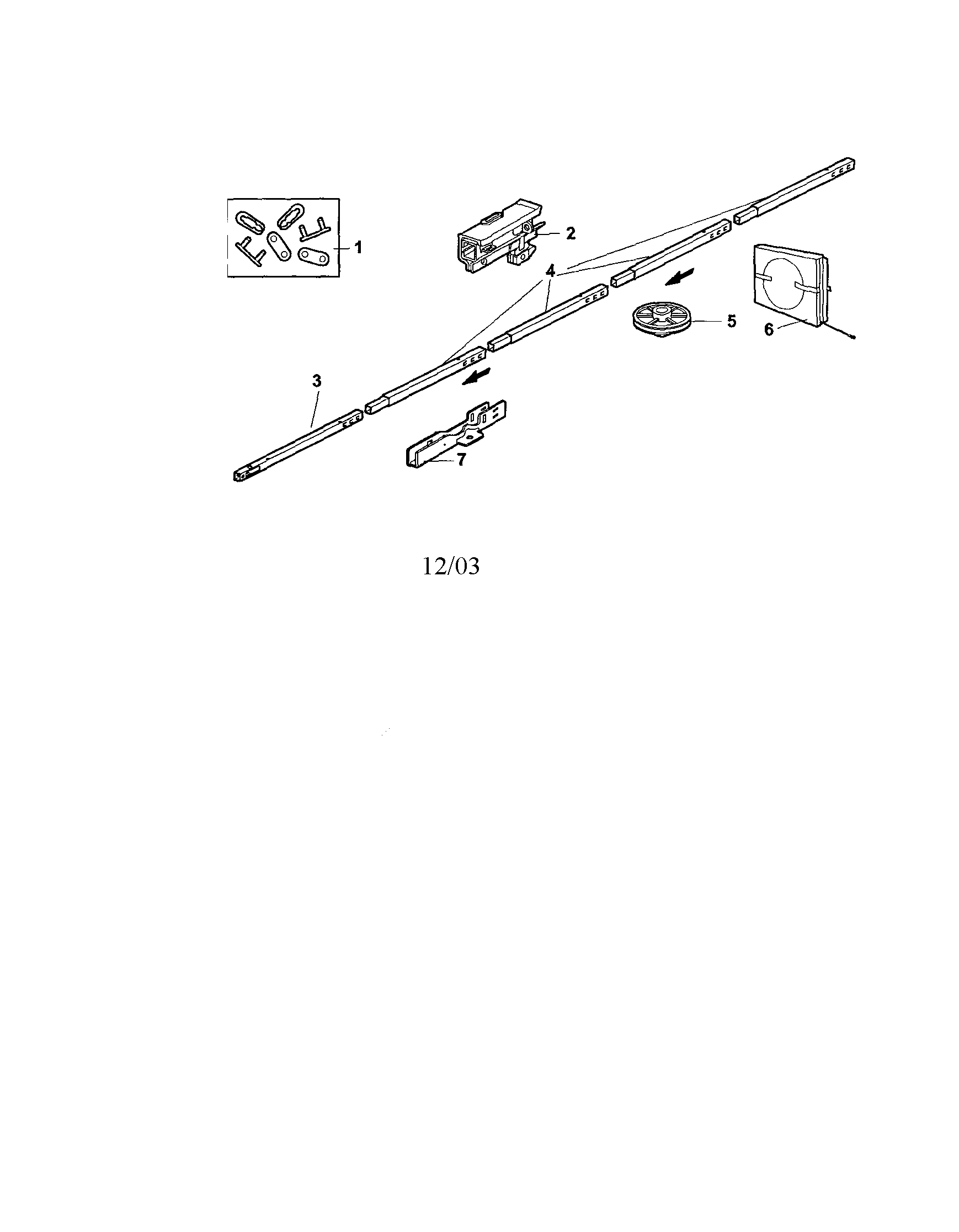 Rail Assembly Diagram and Parts List for 13953985  Craftsman Garage Door Opener