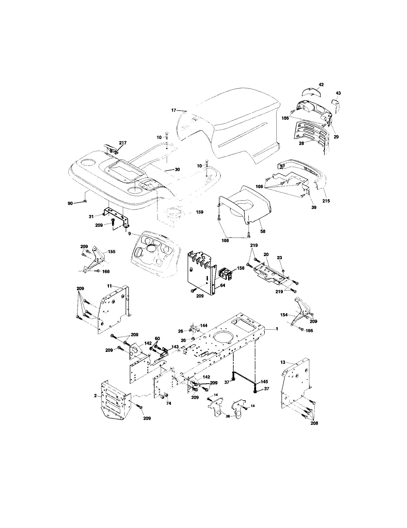 Chassis And Enclosures Diagram and Parts List for 917273281  Craftsman Lawn Tractor